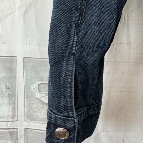 Silent New York Womens Dark Blue Denim Fray Trucker Jean Jacket Medium M - Picture 10 of 11